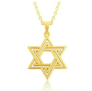 Star David Gold Necklace Jewish Star Chain Hebrew
